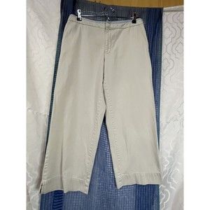 Tommy Hilfiger Beige Flat Front Wide Leg Cropped Pants Small Stain Size 8